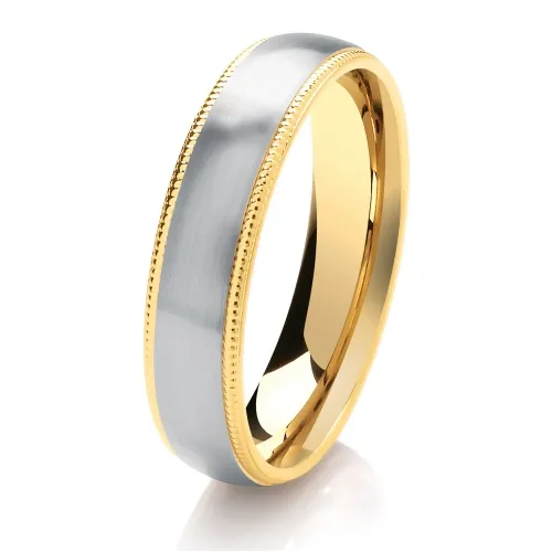 BiMetal Court - Bevelled Edge Wedding Ring 